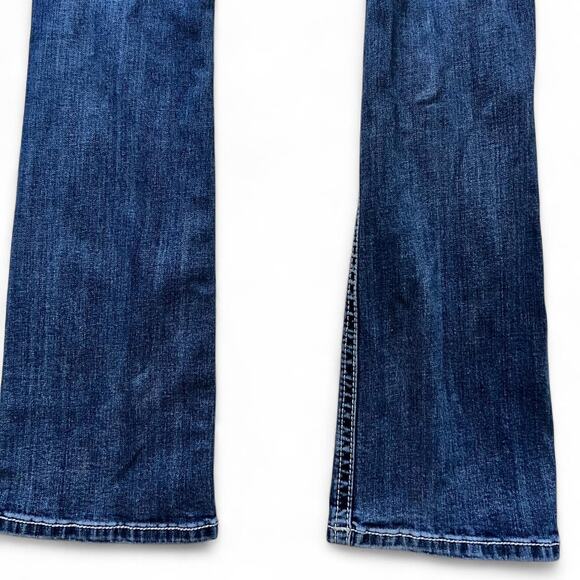 Miss Me Chloe Slim Boot Jeans Womens 27 Blue Embellished Pocket 32” Inseam - Picture 5 of 8